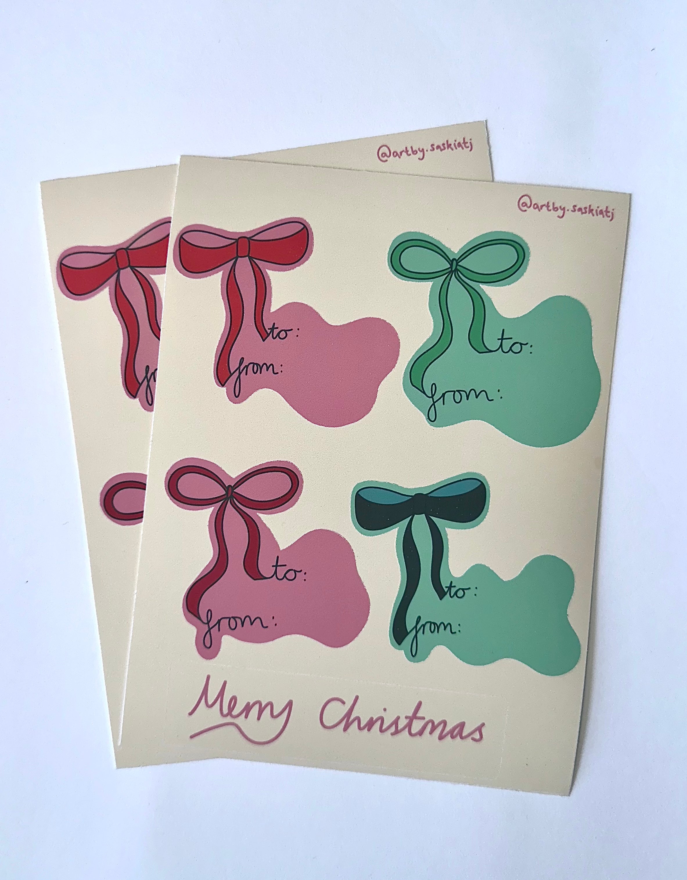 Christmas 'To, From' Bows - Sticker Sheet