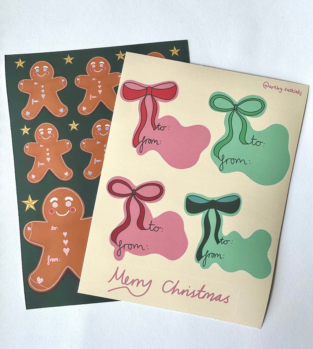 Christmas 'To, From' Bows - Sticker Sheet